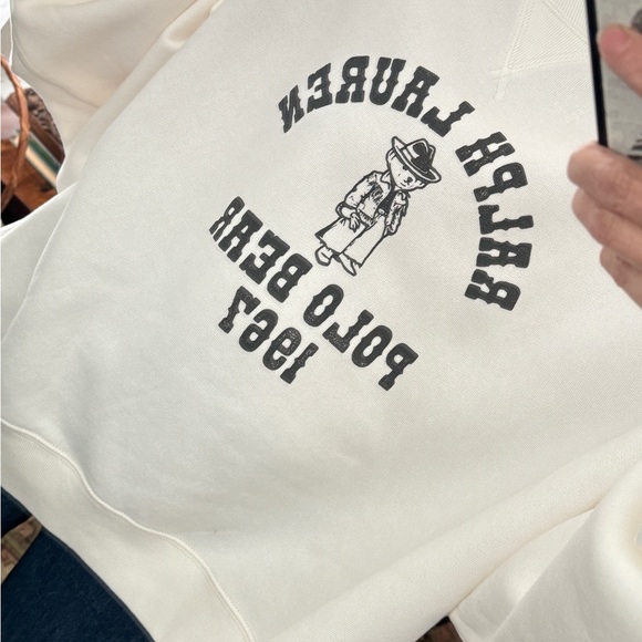 Polo Ralph Lauren Womens Polo Bear Oversized Fleece Crew Neck - White XL - Picture 12 of 13